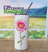 Load image into Gallery viewer, Breast Cancer Awareness Skinny Tumbler - Never Give Up