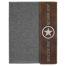 Load image into Gallery viewer, Leatherette/Canvas Portfolio with Notepad - 9 1/2" x 12"