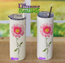 Load image into Gallery viewer, Breast Cancer Awareness Skinny Tumbler - Never Give Up
