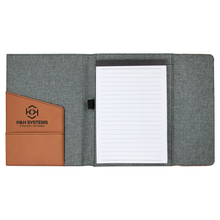 Load image into Gallery viewer, Leatherette/Canvas Portfolio with Notepad - 7&quot; x 9&quot;
